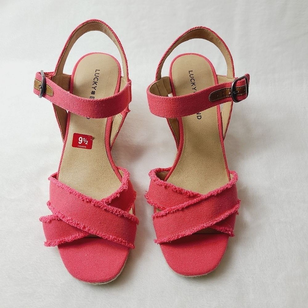 NWOT LUCKY BRAND margaline fabric open toe sandals - Picture 2 of 7